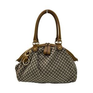 Gucci Sukey Medium Satchel 223974 Beige Diamante Canvas Leather Trim